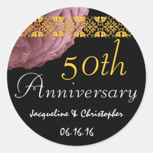 50th Anniversary PINK & GOLD Rose Lace Sticker