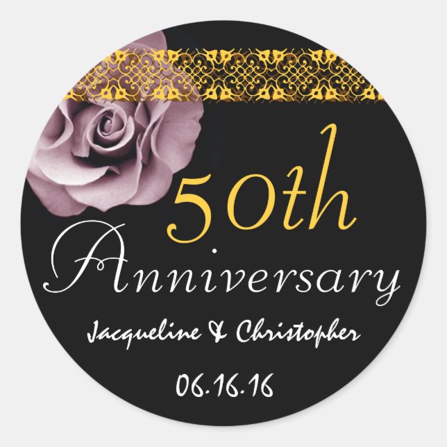 50th Anniversary PINK Rose Sticker (Front)