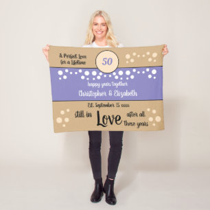 50th Anniversary purple and gold still in love Fleece Blanket