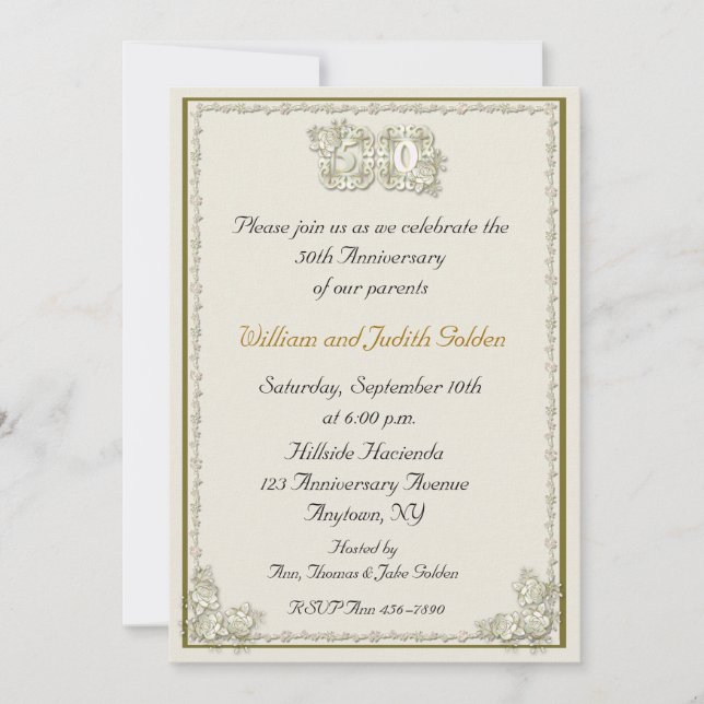50th Anniversary Roses Invitation (Front)