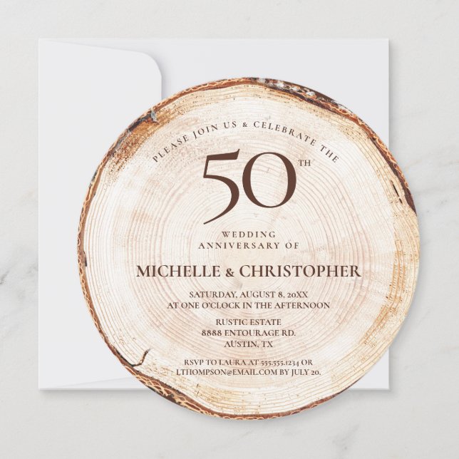 50th anniversary Rustic Wedding Tempate Invitation (Front)