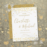 50th Anniversary Save the Date Gold Hearts Script  Announcement Postcard<br><div class="desc">Featuring delicate golden love hearts confetti and script signature names. Personalise with your special fifty years golden anniversary save the date information in chic gold lettering. Designed by Thisisnotme©</div>