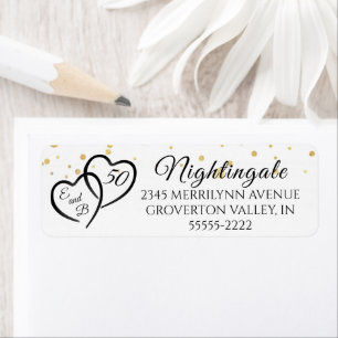 50th Anniversary Script Hearts Monogram Initials