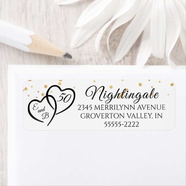 50th Anniversary Script Hearts Monogram Initials (Insitu)