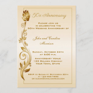 50th Anniversary Scrolled Floral Invitation