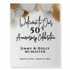 50th Anniversary Sign Gold and Black Welcome