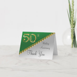 50th Anniversary Silver & Gold, Green Thank You