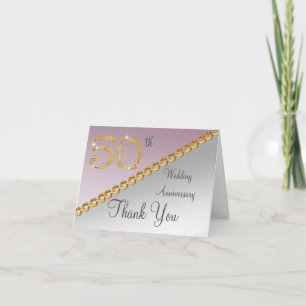 50th Anniversary Silver & Gold, Pink Thank You