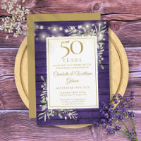 50th Anniversary String Lights Purple Wood Foliage