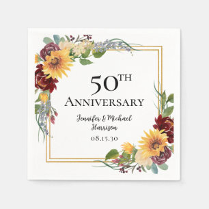50th Anniversary Sunflowers Napkin