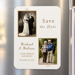50th Anniversary Then and Now Photo Save the Date Magnet
