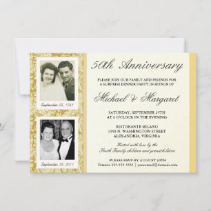 50th Anniversary Then Now Two Photos Invitation