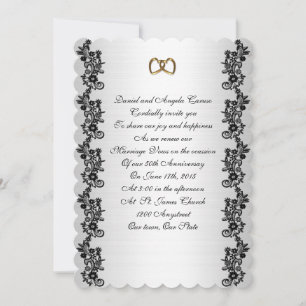 50th Anniversary  vow renewal black border Invitation