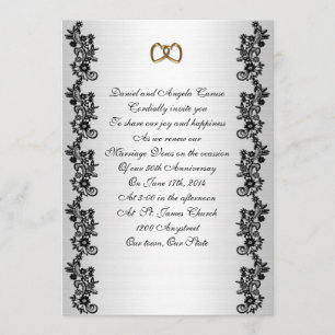 50th Anniversary  vow renewal black border Invitation