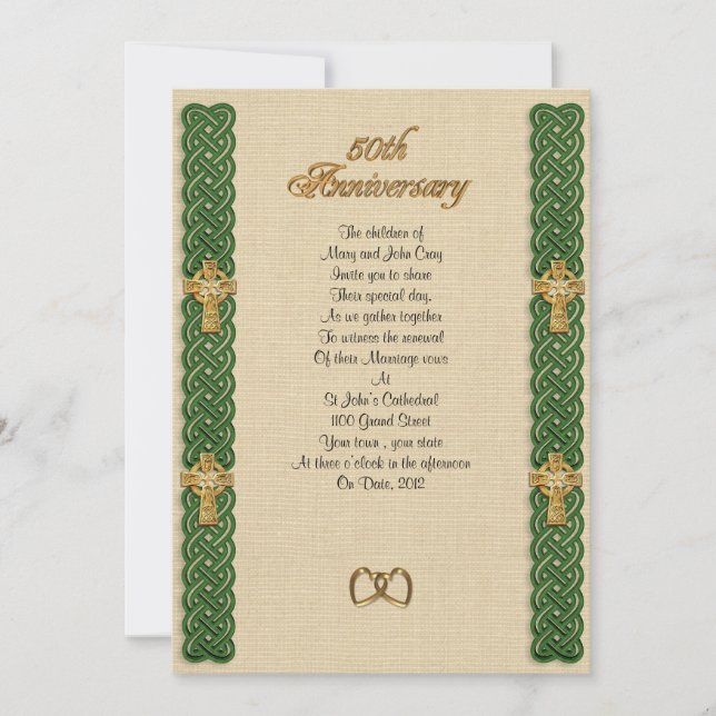 50th anniversary vow renewal celtic knot borders invitation (Front)