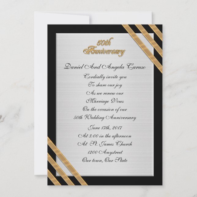 50th Anniversary vow renewal Elegant Invitation (Front)