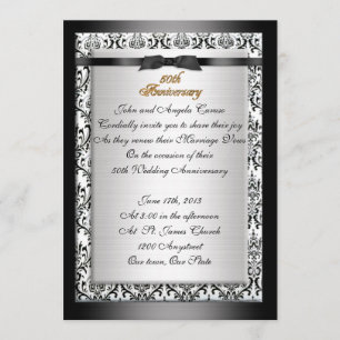 50th Anniversary vow renewal formal black &white Invitation