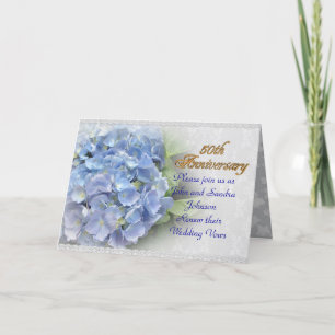 50th anniversary vow renewal hydrangeas blue holiday card