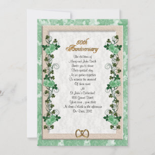 50th anniversary vow renewal Irish rose Invitation