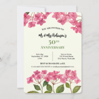 50th Anniversary Watercolor Pink Hydrangea Lacecap