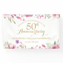 50th Anniversary Watercolour Roses Welcome