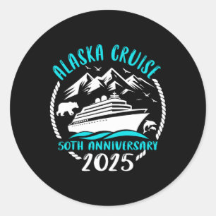 50th Anniversary Wedding Alaska Cruise 2025 Couple Classic Round Sticker