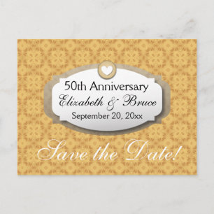 50th Anniversary Wedding Anniversary Gold Z05 Announcement Postcard
