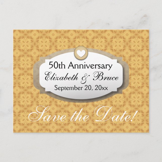 50th Anniversary Wedding Anniversary Gold Z05 Announcement Postcard (Front)