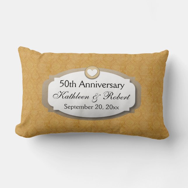 50th Anniversary Wedding Anniversary Gold Z10 Lumbar Cushion (Front)