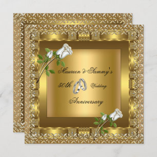 50th Anniversary Wedding Gold Elegant Invitation