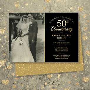 50th Anniversary Wedding Photo Black And Gold