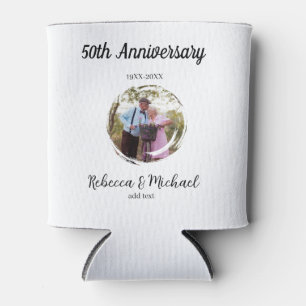 50th anniversary wedding photo circle name year  can cooler