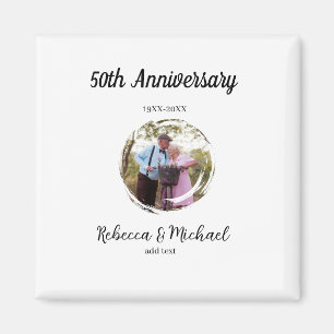50th anniversary wedding photo circle name year  magnet
