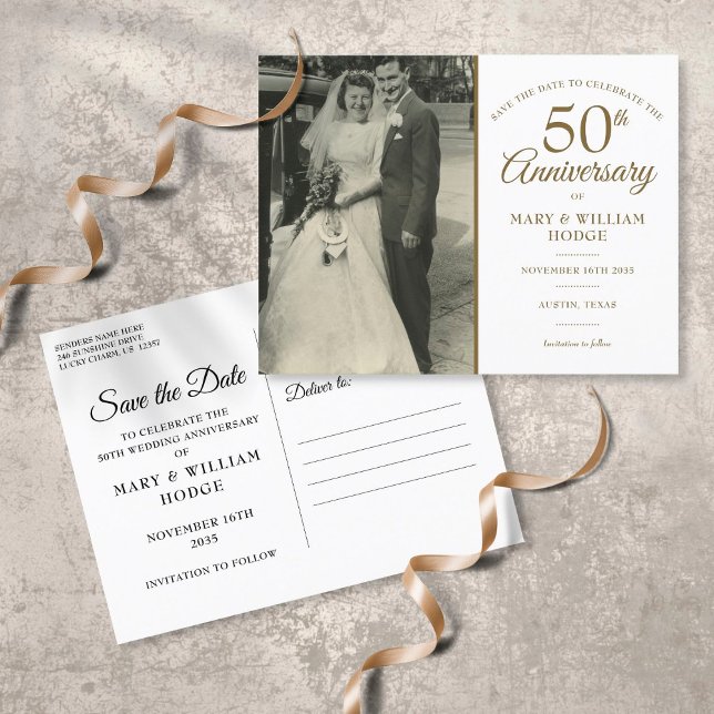 50th Anniversary Wedding Photo Save The Date Announcement Postcard (50th Anniversary Wedding Photo Save The Date Announcement Postcard)