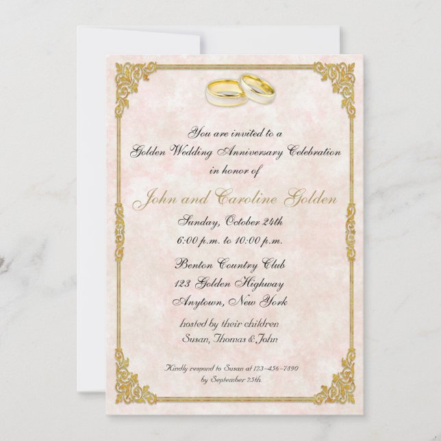 50th Anniversary Wedding Rings Invitation (Front)