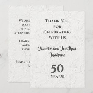 50th Anniversary White Floral Tasteful Thank You 