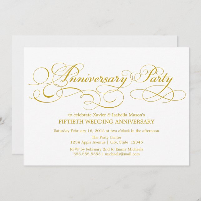 50th Anniversary | White/Gold Invitation (Front/Back)