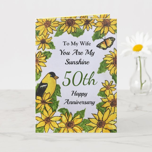 50th Anniversary Wife You Are My Sunshine Card (Small Plant)