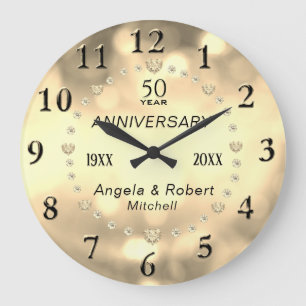 50th Anniversary with Diamonds Large Clock