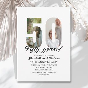 50th Anniversary with Photo Minimalist Invitation
