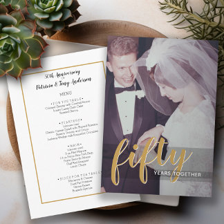 50th Anniversary with Photo on Back - Dinner Menu