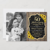 50th Anniversary with Photo - Rustic Sunflowers