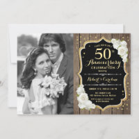 50th Anniversary with Photo - Rustic Wood