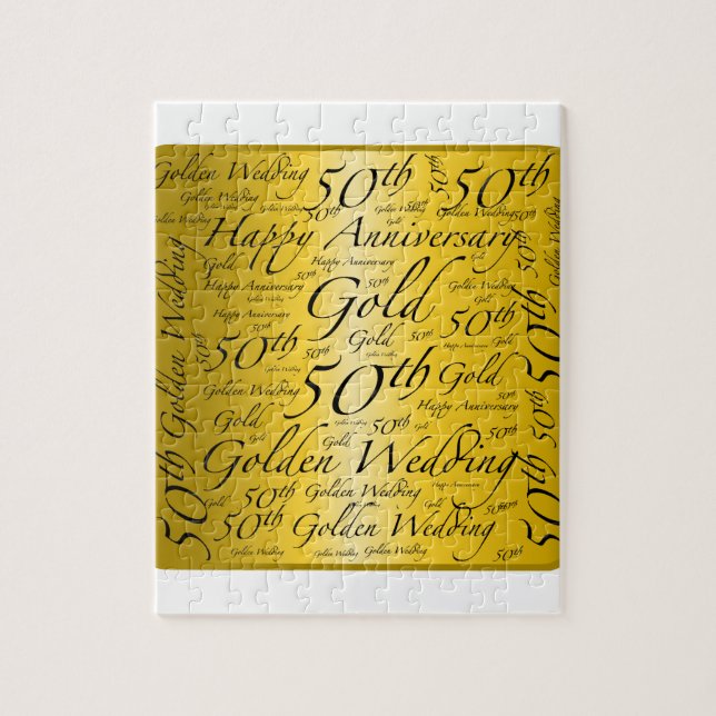 50th Anniversary Word Art Graphic Jigsaw Puzzle (Vertical)