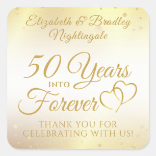50th Anniversary YEARS INTO FOREVER Thank You Square Sticker