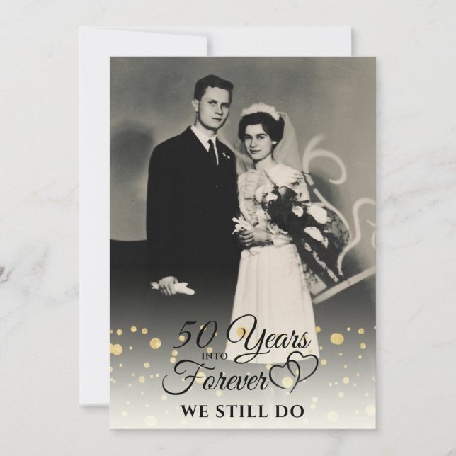 50th Anniversary YEARS INTO FOREVER Vow Renewal Invitation (Front)