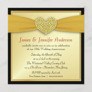 50th Annniversary Party Elegant Heart Invitations