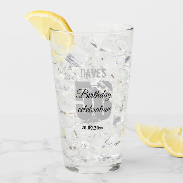 50th Any Age Birthday Personalised Party Favour   Glass (Front Ice)