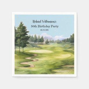 50TH (ANY YEAR) BIRTHDAY PARTY GOLF COURSE NAPKIN