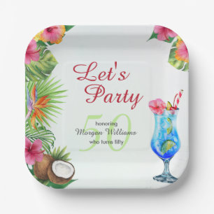 50th Bday Tropical Summer Dine & Cocktail Party  Paper Plate